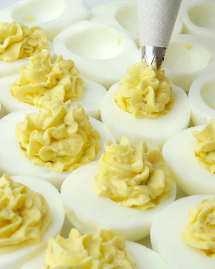 Deviled Eggs being filled